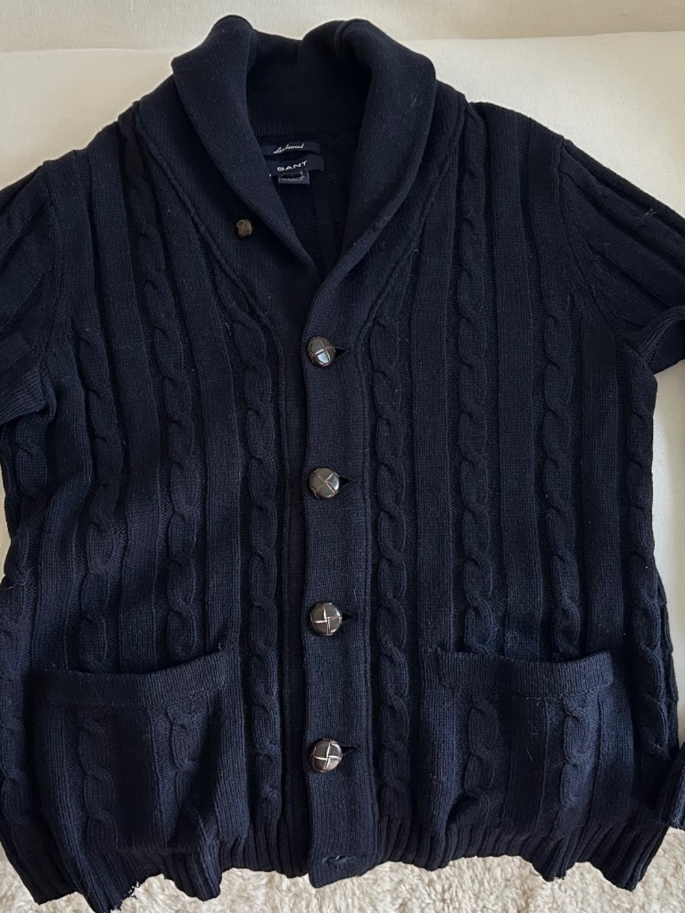 VINTAGE Gant navy shawl collar cardigab